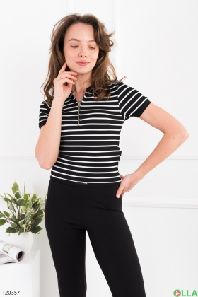Women's black striped top