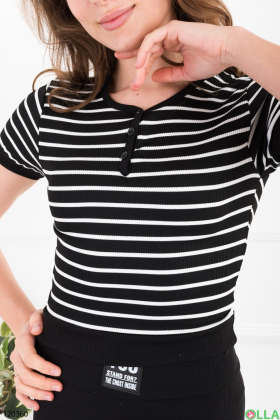 Women's black striped top