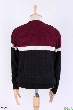 Чоловічий чорно-бордовий светр