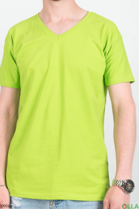 Мужская зеленая однотонная футболка
