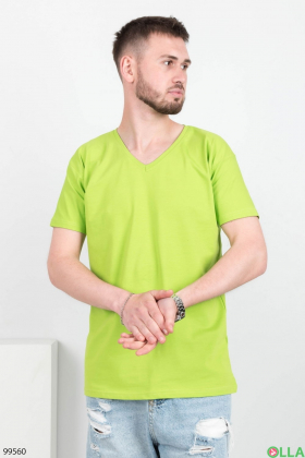 Чоловіча зелена однотонна футболка