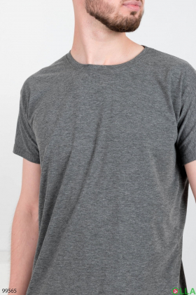 Мужская темно-серая однотонная футболка