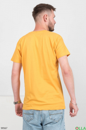 Мужская желтая однотонная футболка