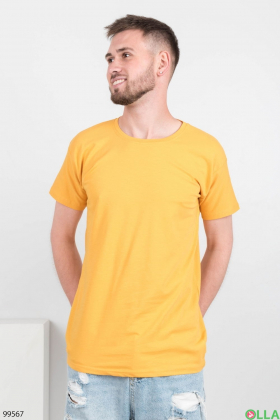 Мужская желтая однотонная футболка