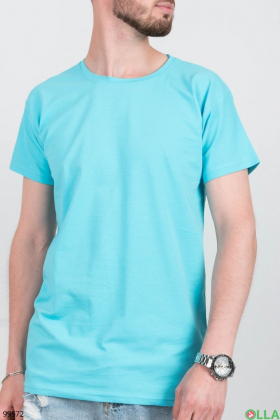 Мужская голубая однотонная футболка