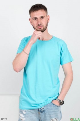 Мужская голубая однотонная футболка