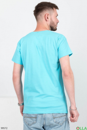 Чоловіча блакитна однотонна футболка