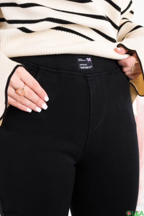 Women's black fleece skinny pants