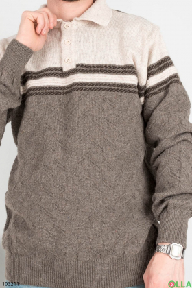 Мужской бежево-коричневый свитер