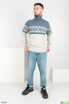 Чоловічий синьо-сірий светр