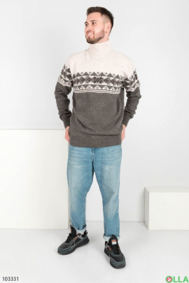 Чоловічий бежево-коричневий светр