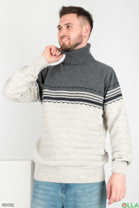 Чоловічий сірий светр у смужку