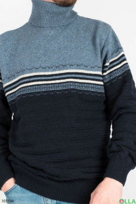 Чоловічий синій светр у смужку