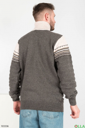 Чоловічий бежево-коричневий светр у смужку