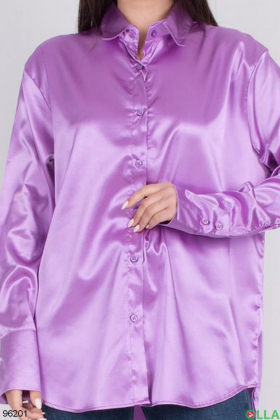 Женская атласная фиолетовая рубашка