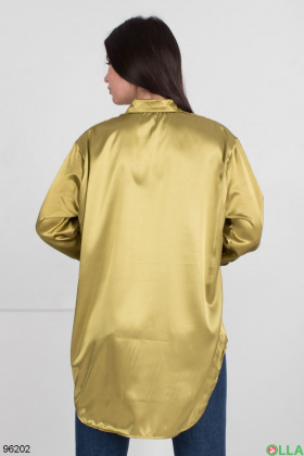 Женская атласная рубашка цвета хаки
