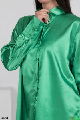 Жіноча атласна зелена сорочка