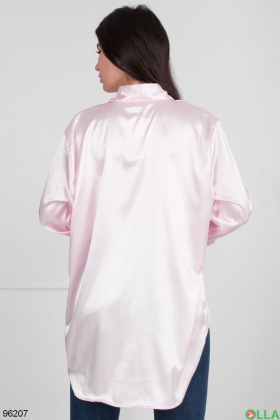 Женская атласная светло-розовая рубашка