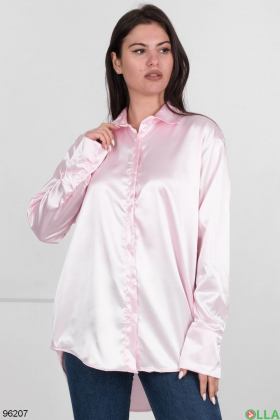 Жіноча атласна світло-рожева сорочка