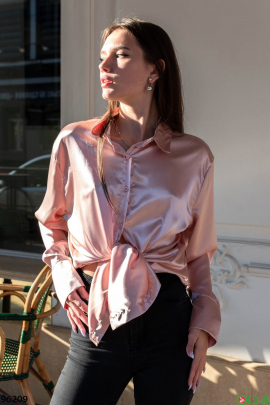 Женская атласная светло-бежевая рубашка