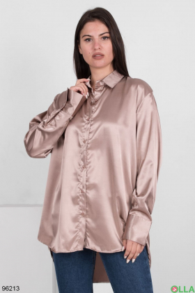 Женская атласная рубашка бронзового цвета