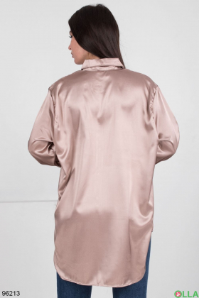 Женская атласная рубашка бронзового цвета