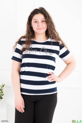 Women's blue and white striped batal T-shirt