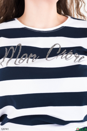 Women's blue and white striped batal T-shirt