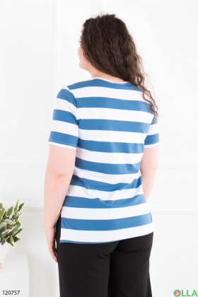 Women's light blue and white striped batal T-shirt