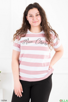 Women's pink and white striped batal T-shirt