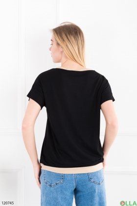 Women's black T-shirt with a pattern