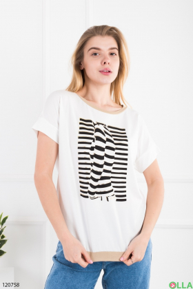 Women's white T-shirt with a pattern