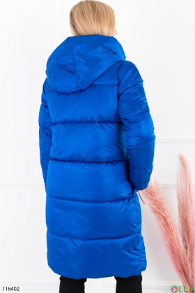 Женская зимняя синяя куртка с капюшоном