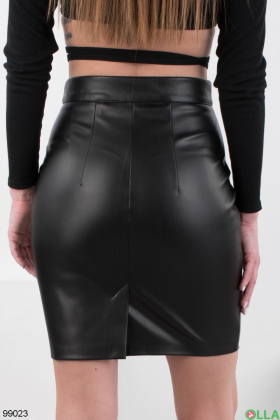 Women's black eco-leather skirt