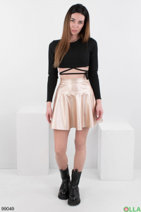 Women's golden eco-leather skirt