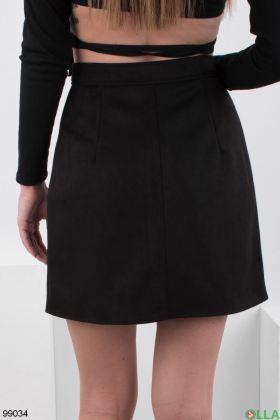 Женская черная юбка из эко-замши