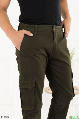 Чоловічі брюки карго батал кольору хакі