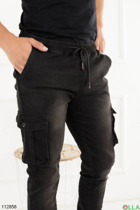 Чоловічі чорні брюки карго