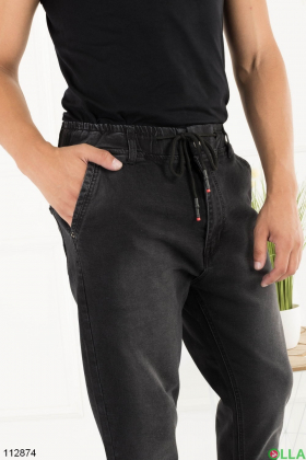 Men's dark gray banana trousers