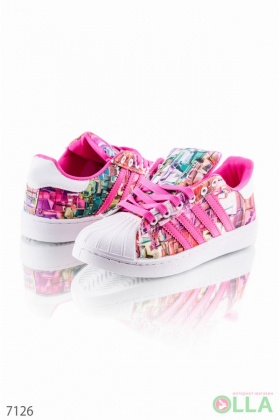 Multi-colored sneakers with white toe