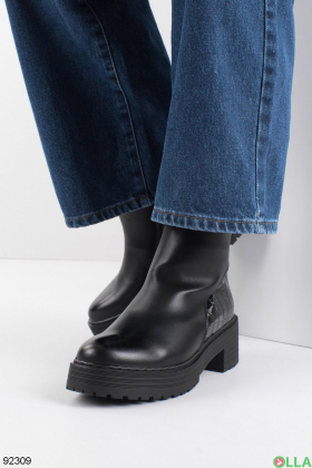 Женские зимние черные ботинки из эко-кожи