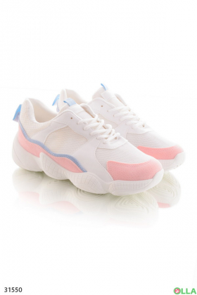 White sneakers with pink inserts