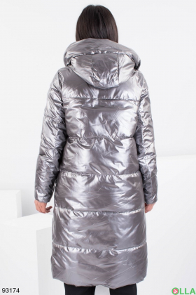 Жіноча зимова куртка-трансформер сріблястого кольору