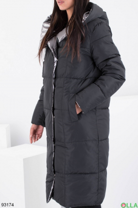 Женская зимняя куртка-трансформер серебристого цвета