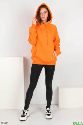 Женский оранжевый свитшот на флисе