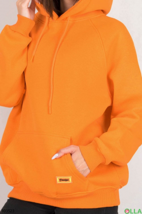 Женское оранжевое худи на флисе