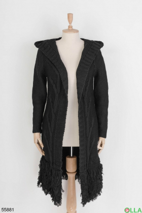 Women's black cardigan with a hood