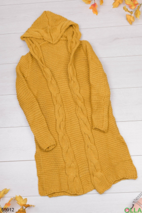 Women's yellow cardigan with a hood