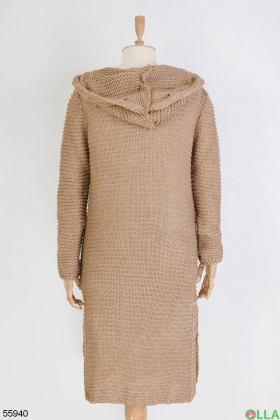 Women's brown hooded cardigan