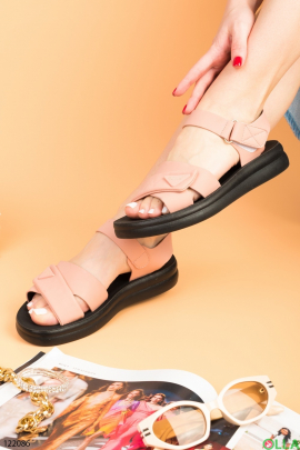 Women's light-pink eco-leather sandals